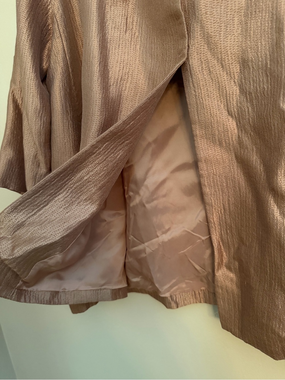 Eileen Fisher 100% Silk Shimmer Jacket Blazer L Rose Gold Pink - Picture 5 of 7